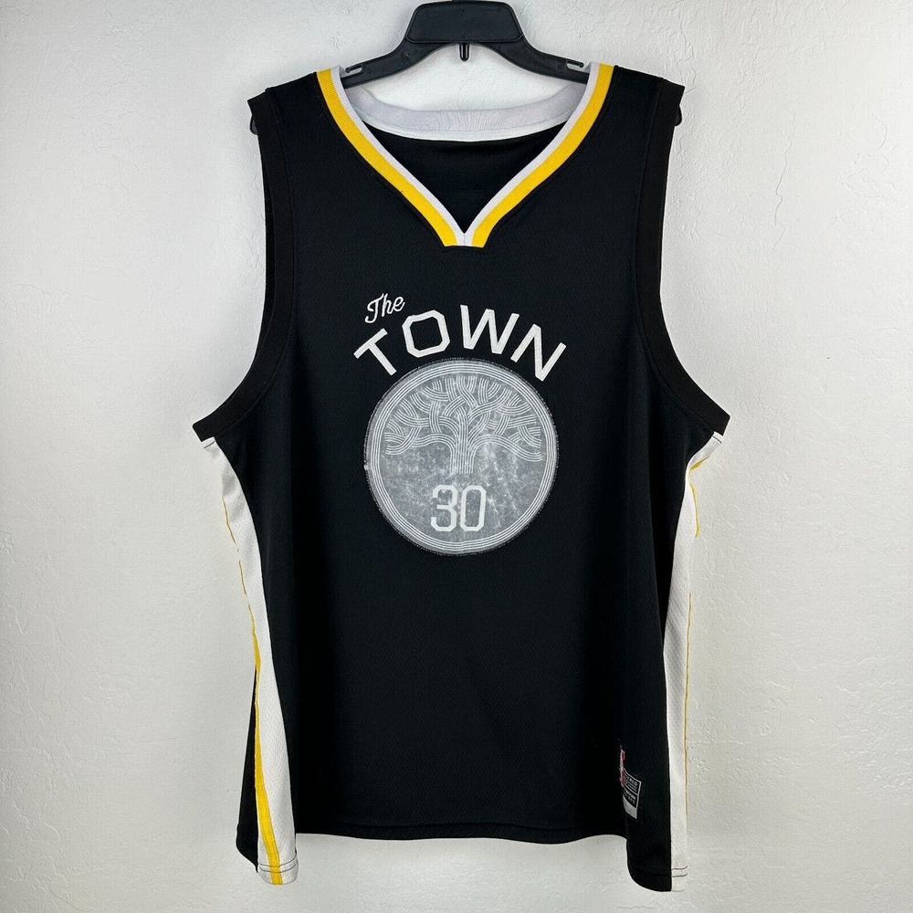 NBA Stephen Curry Jersey Mens Black Yellow The Town #30 Basketball Sports Shirt